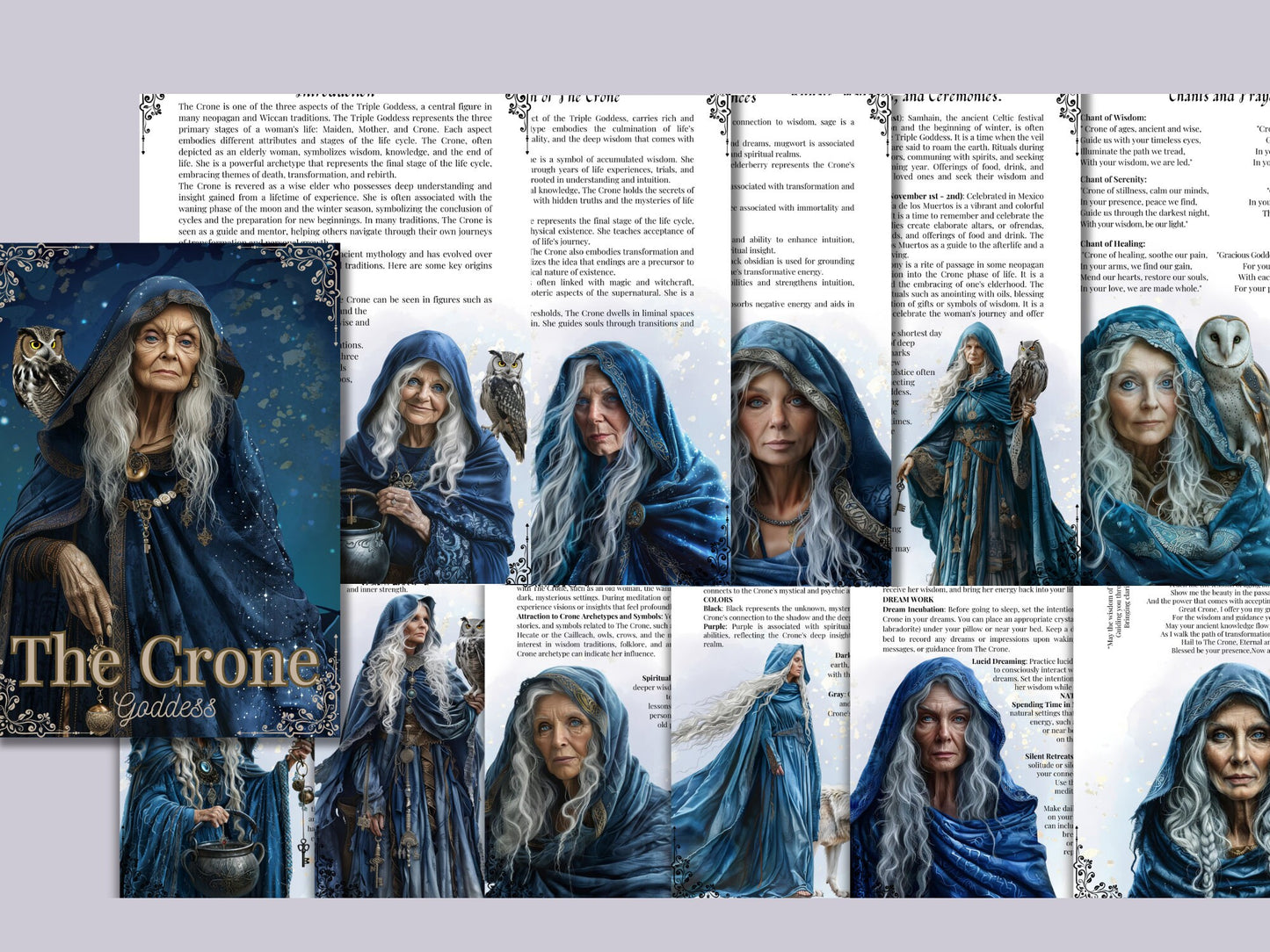 THE CRONE GODDESS. Beautiful pages for your Grimoire or Book Of Shadows. Printable.
