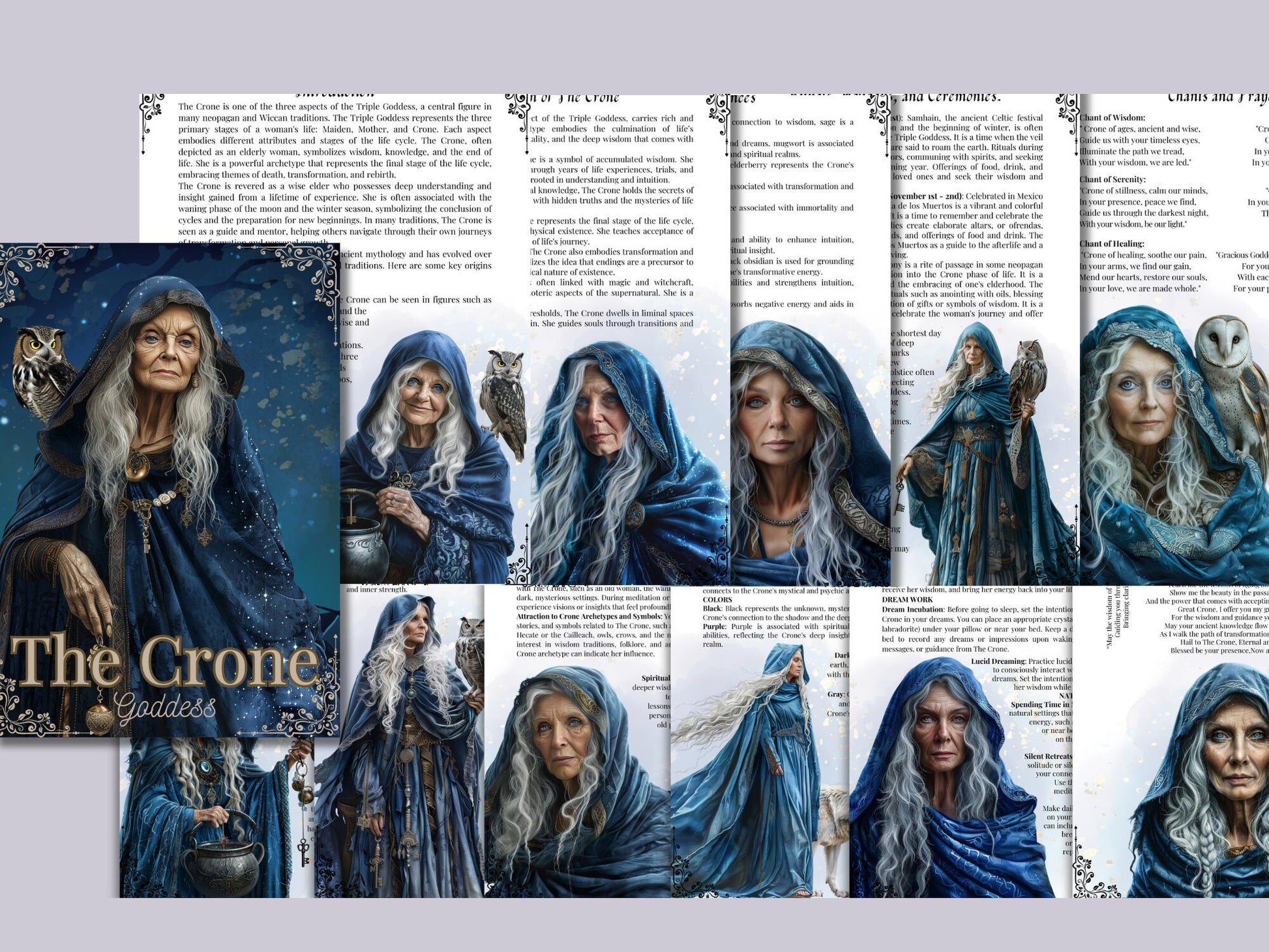 THE CRONE GODDESS. Beautiful pages for your Grimoire or Book Of Shadows. Printable.
