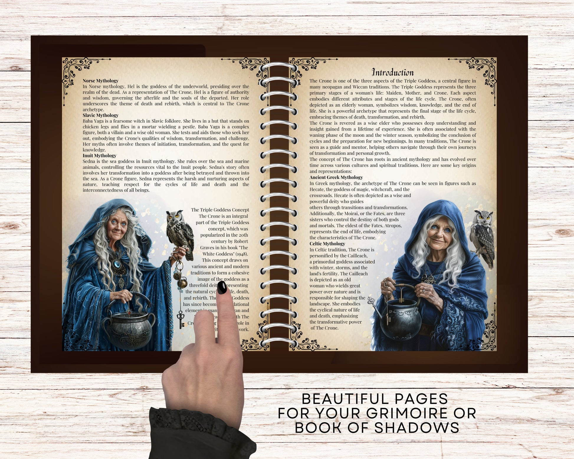 THE CRONE GODDESS. Beautiful pages for your Grimoire or Book Of Shadows. Printable.