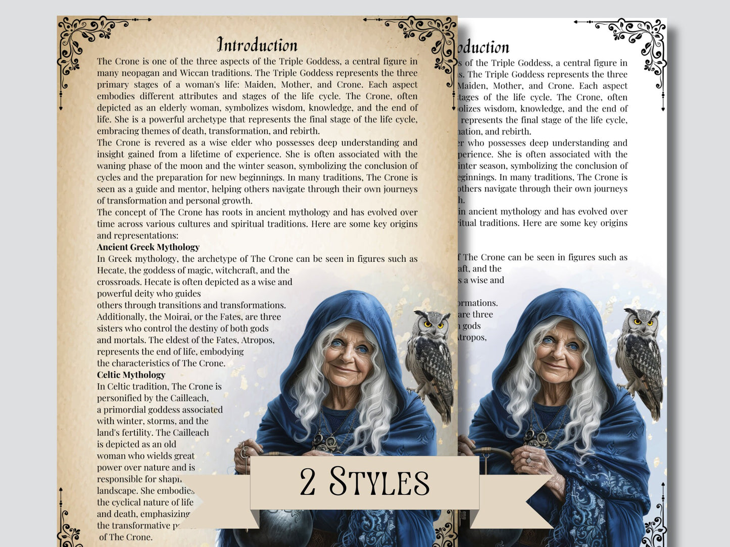 THE CRONE GODDESS. Beautiful pages for your Grimoire or Book Of Shadows. Printable.