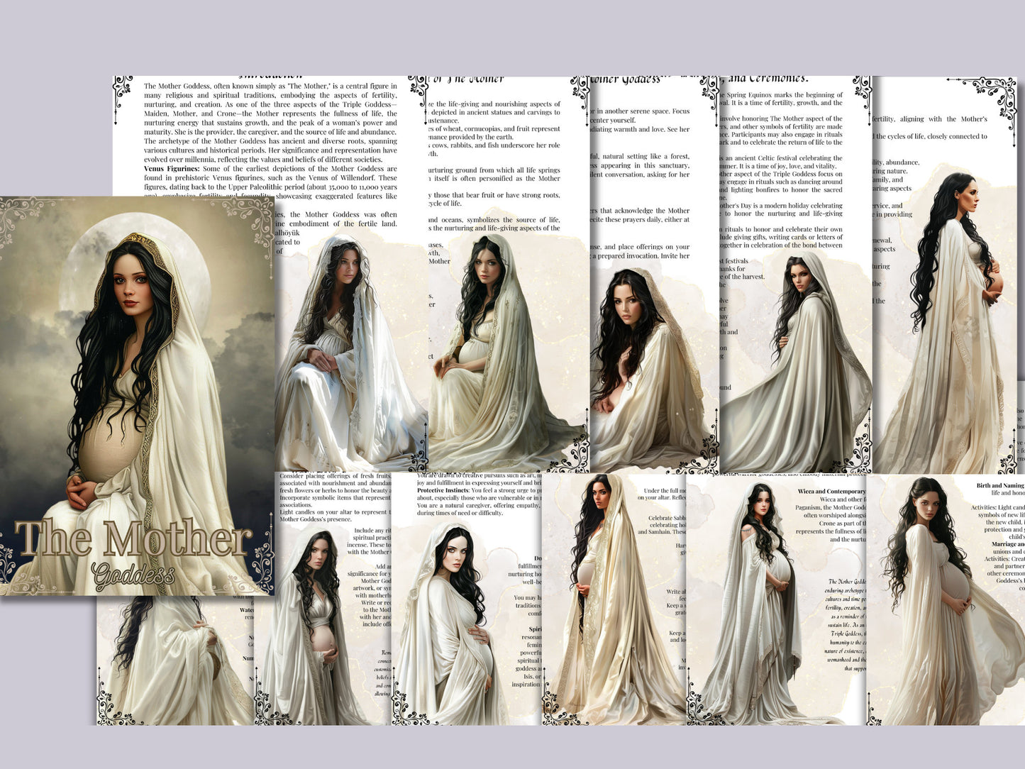 THE MOTHER GODDESS. Beautiful pages for your Grimoire or Book Of Shadows. Printable.