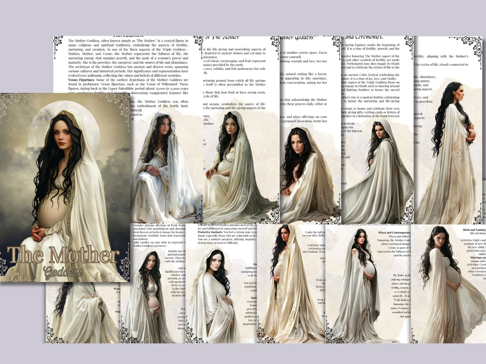 THE MOTHER GODDESS. Beautiful pages for your Grimoire or Book Of Shadows. Printable.