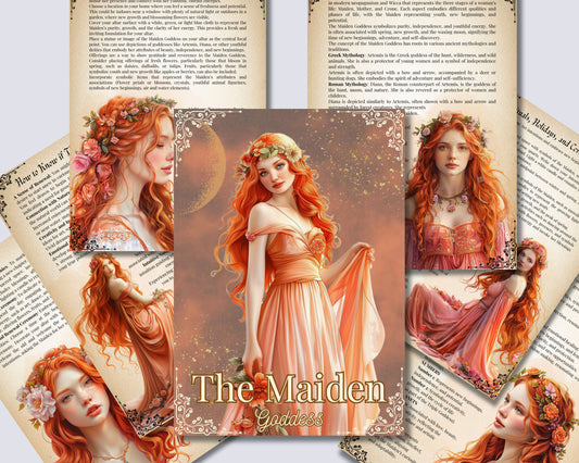 THE MAIDEN GODDESS. Beautiful pages for your Grimoire or Book Of Shadows. Printable.