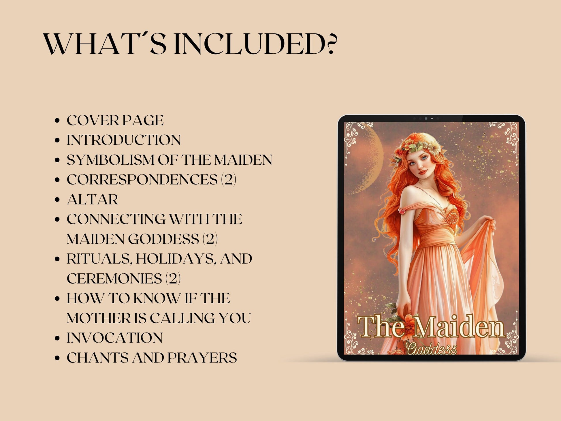 THE MAIDEN GODDESS. Beautiful pages for your Grimoire or Book Of Shadows. Printable.