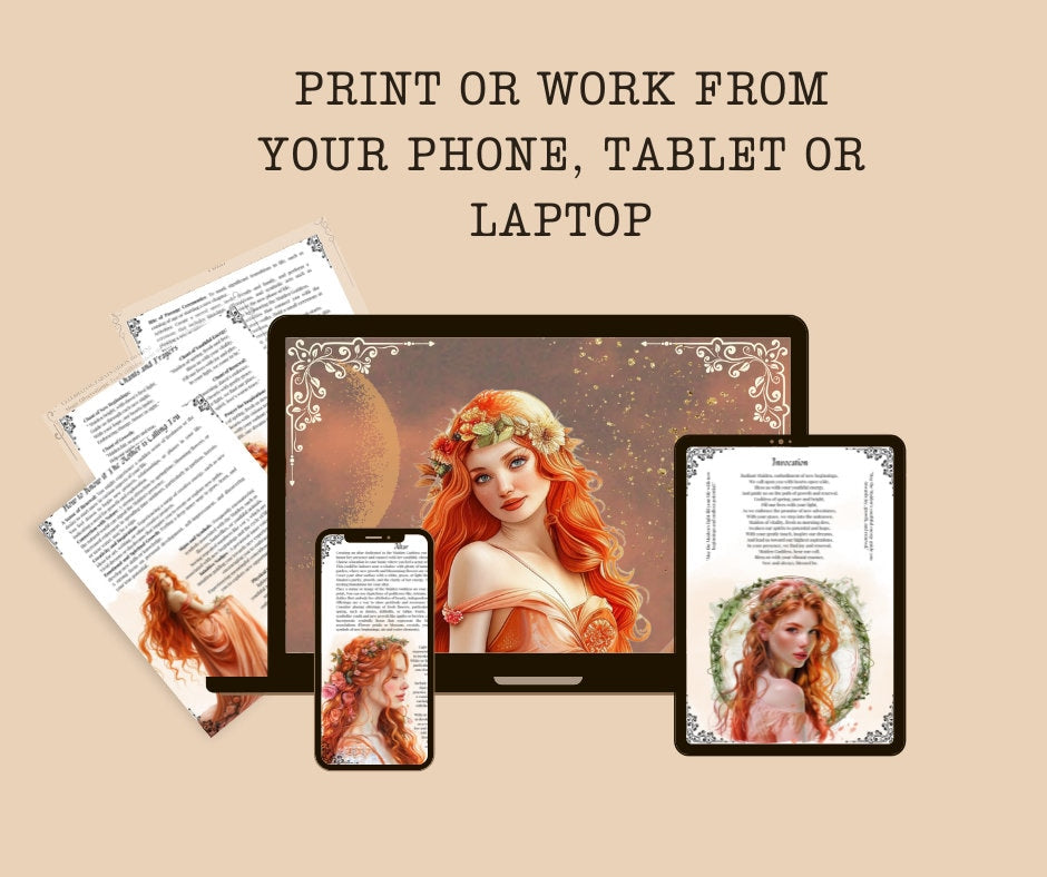 THE MAIDEN GODDESS. Beautiful pages for your Grimoire or Book Of Shadows. Printable.