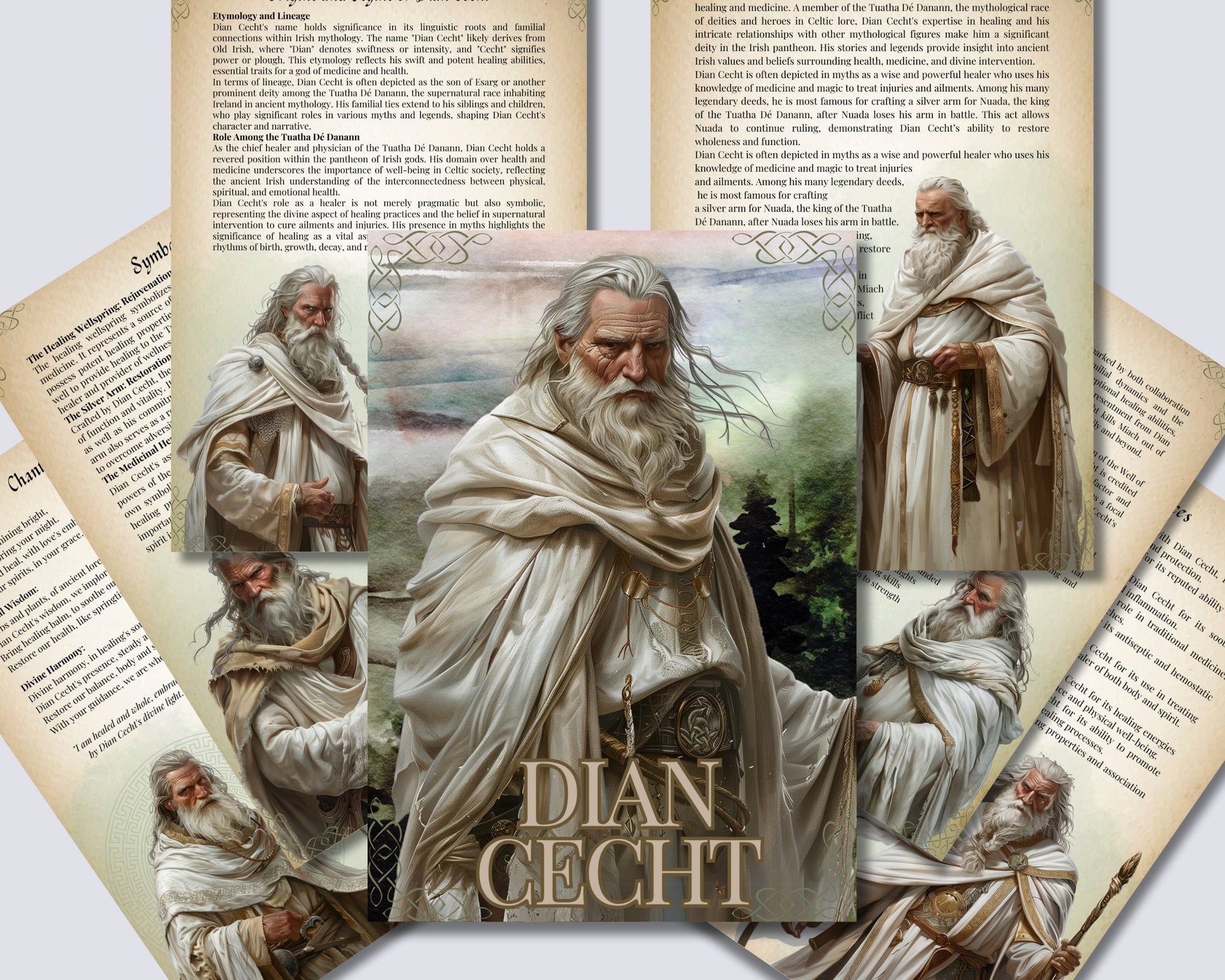 Dian Cecht. Irish God. Healer. Beautiful pages for your Grimoire or Book of Shadows. Printable