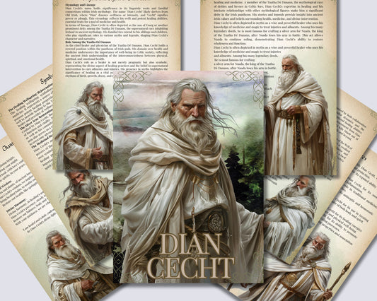 Dian Cecht. Irish God. Healer. Beautiful pages for your Grimoire or Book of Shadows. Printable