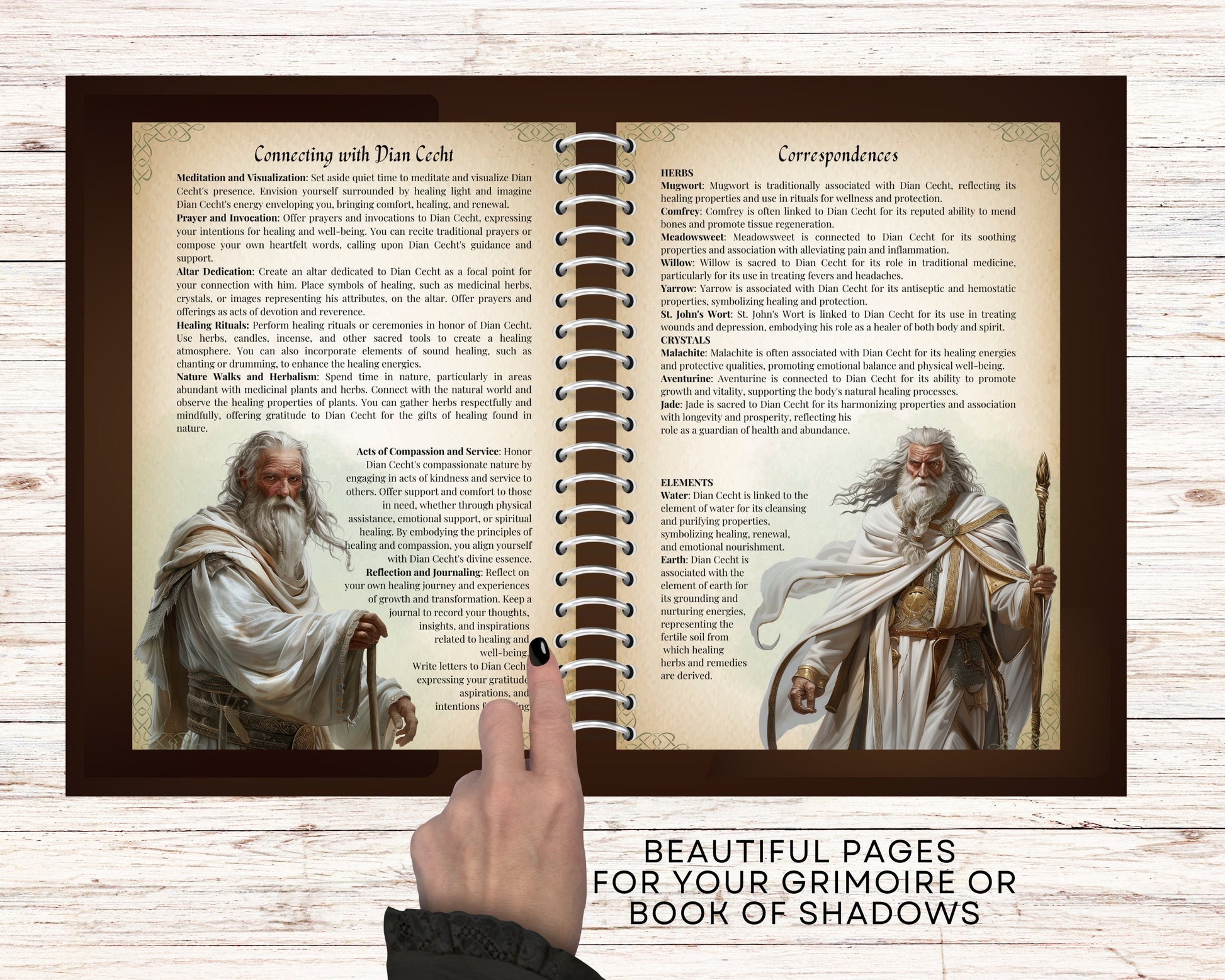 Dian Cecht. Irish God. Healer. Beautiful pages for your Grimoire or Book of Shadows. Printable