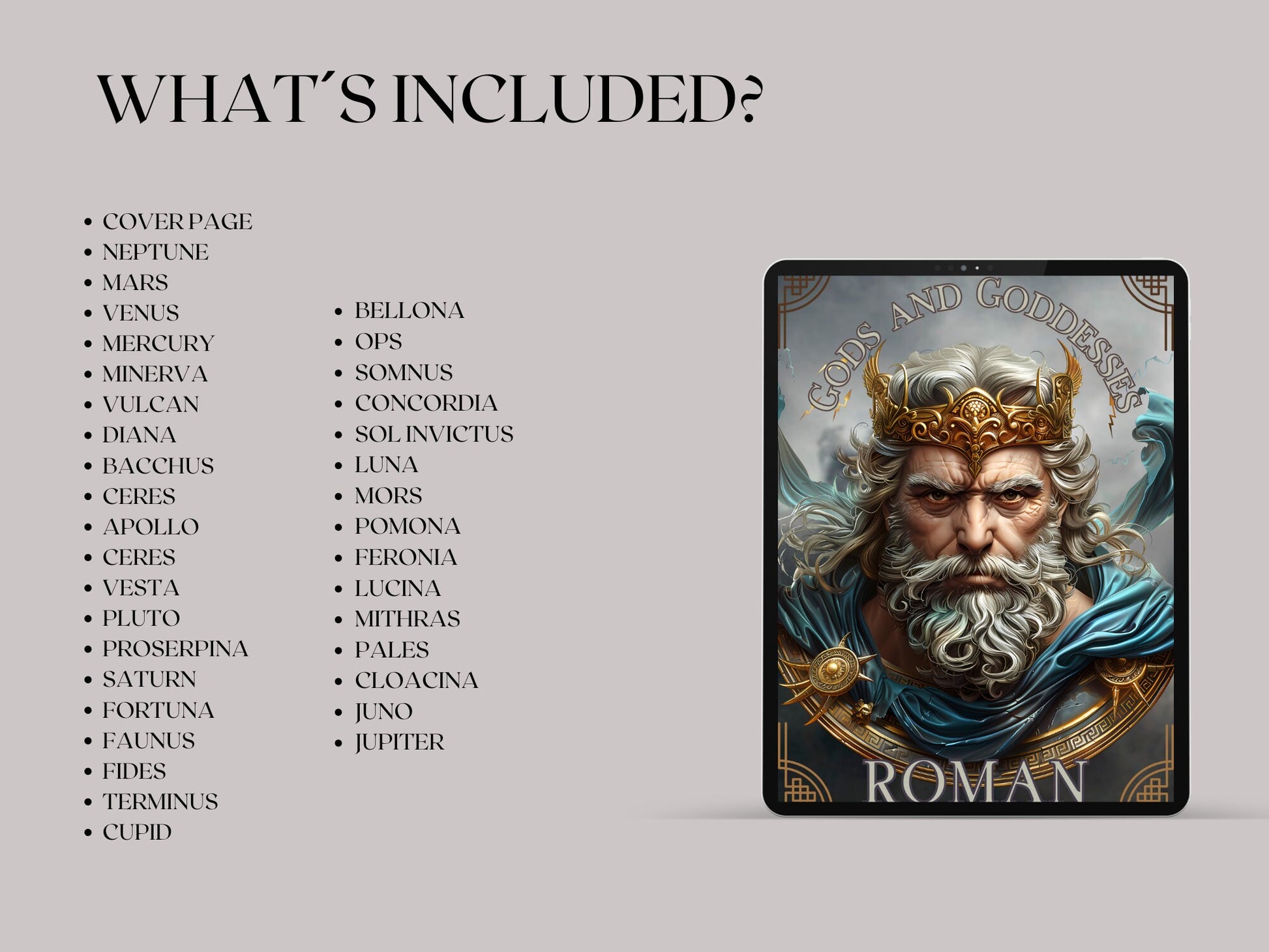 Roman GODS AND GODDESSES. Beautiful pages for your Grimoire or Book Of Shadows. Printable.
