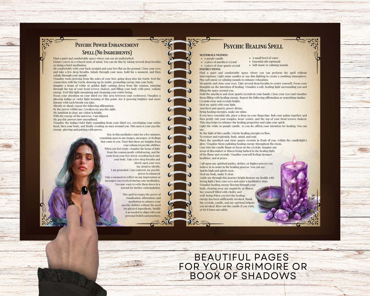 Psychic Power Spells. Beautiful pages for your Grimoire or Book Of Shadows. Printable