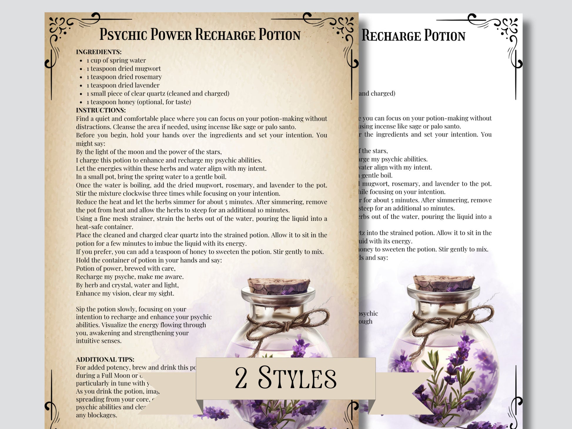 Psychic Power Spells. Beautiful pages for your Grimoire or Book Of Shadows. Printable