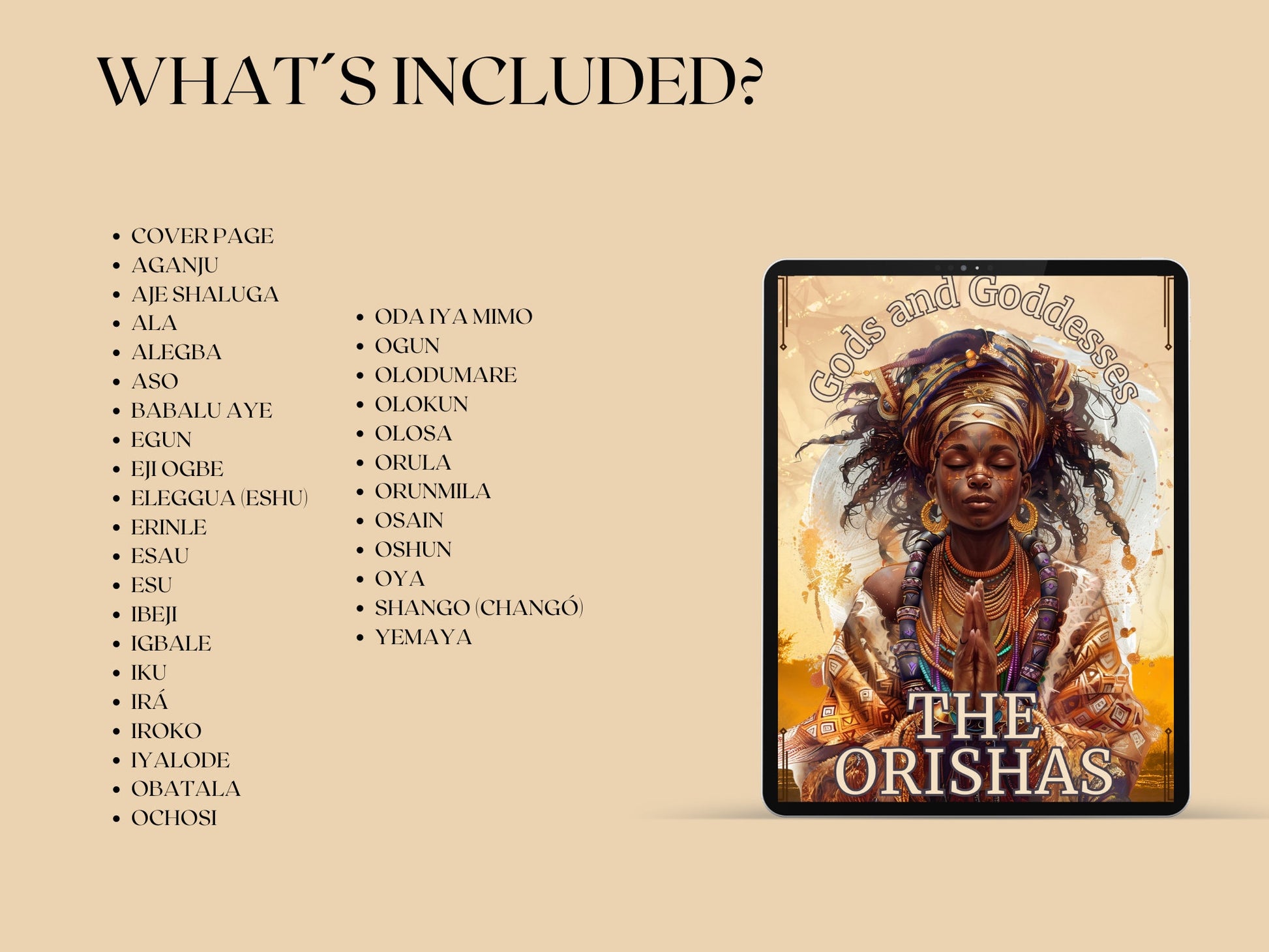 The Orishas. Gods and Goddesses. Beautiful pages for your Grimoire or Book Of Shadows. Printable