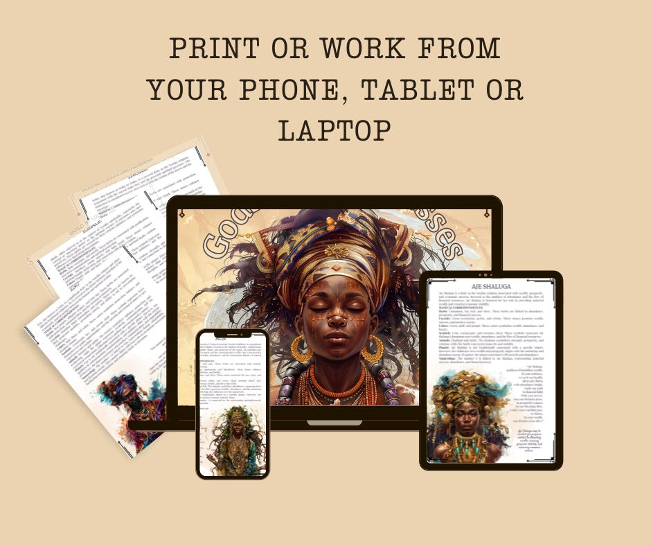 The Orishas. Gods and Goddesses. Beautiful pages for your Grimoire or Book Of Shadows. Printable