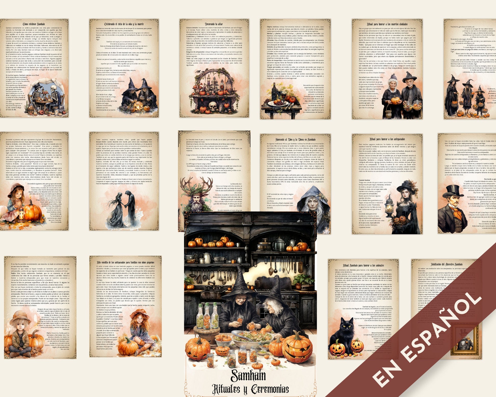 Rituales y ceremonias de Samhain. Páginas imprimibles para tu Grimorio o Libro de las Sombras.