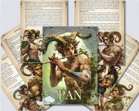 Pan. The God of the Wild. Beautiful pages for your Grimoire or Book Of Shadows. Printable.