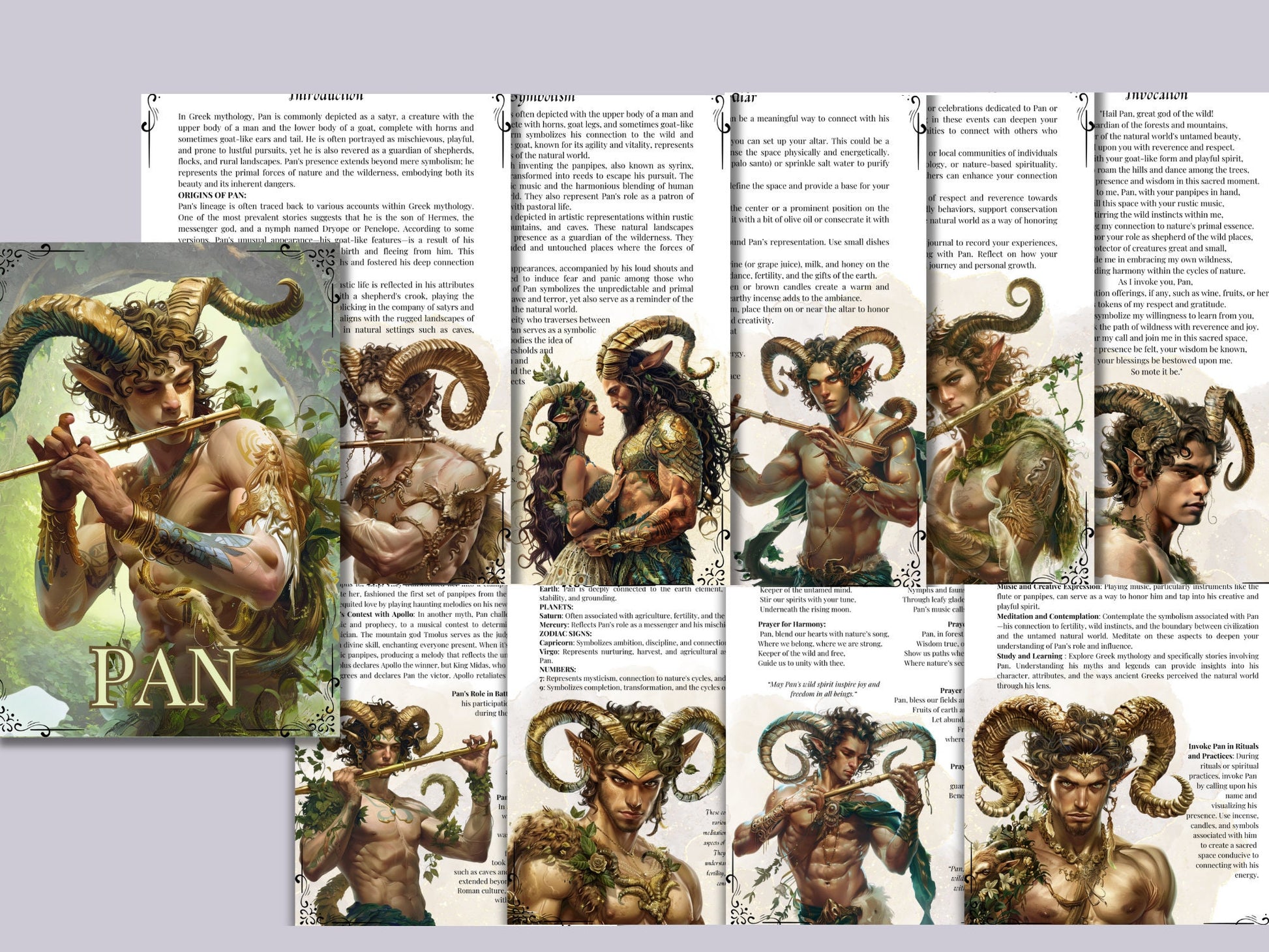 Pan. The God of the Wild. Beautiful pages for your Grimoire or Book Of Shadows. Printable.