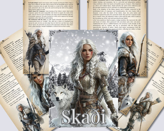 Skaði, the Norse Goddess of Winter, Mountains, and the Hunt, Grimoire pages. Printable.