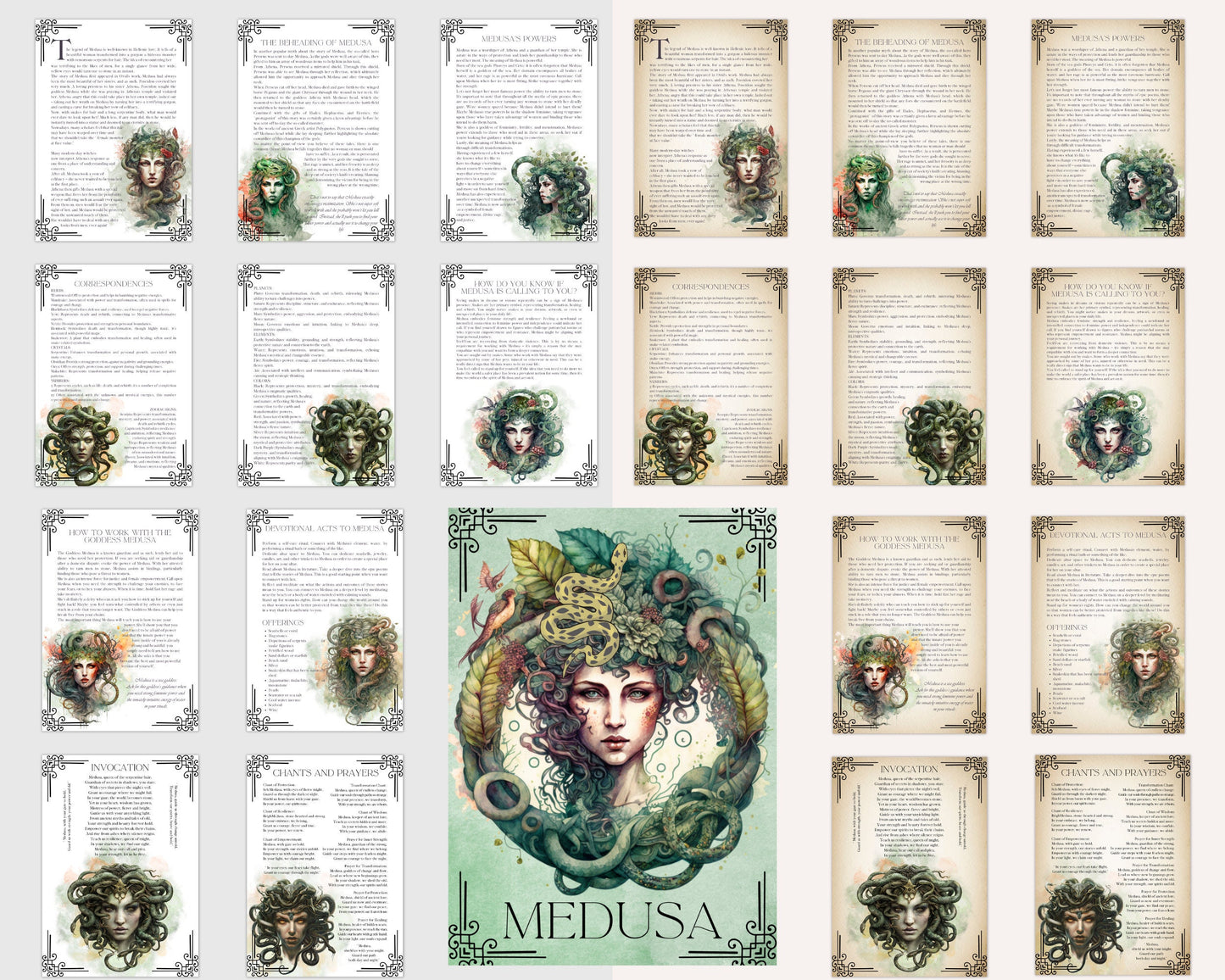 MEDUSA. Beautiful pages for you Book Of Shadows. Instant download