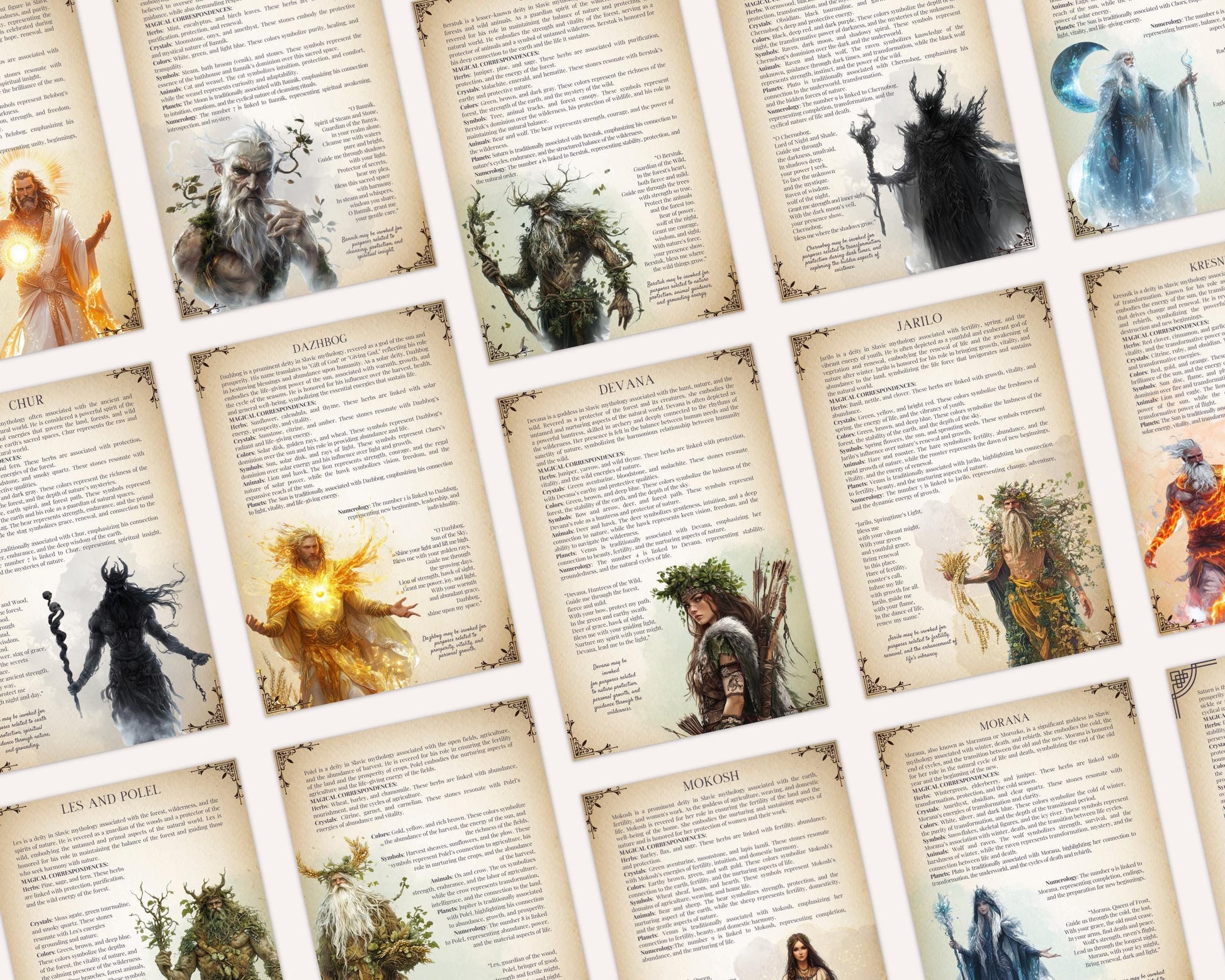 SLAVIC. Gods and Goddesses. Beautiful pages for your grimoire or Book Of Shadows. Printable