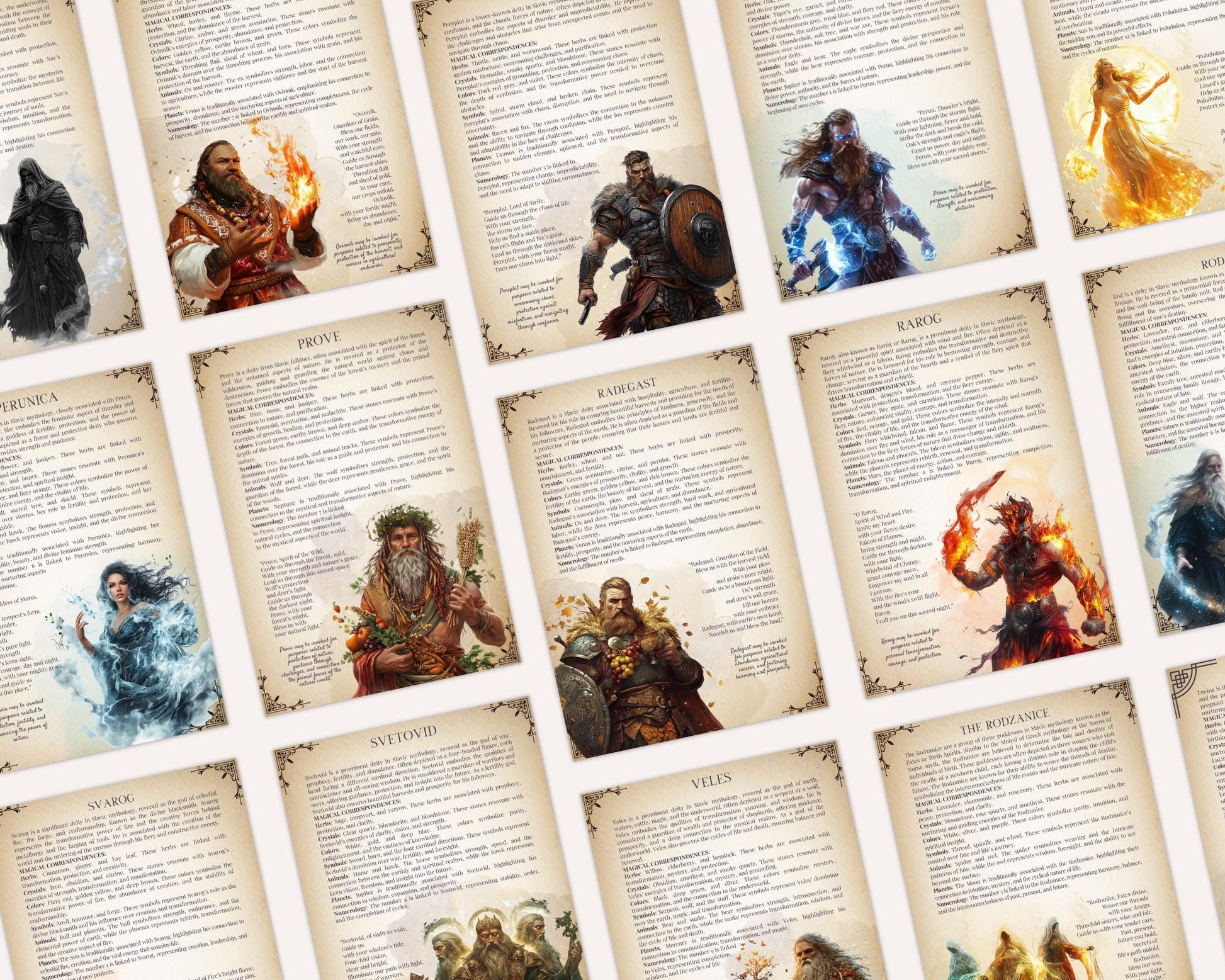 SLAVIC. Gods and Goddesses. Beautiful pages for your grimoire or Book Of Shadows. Printable