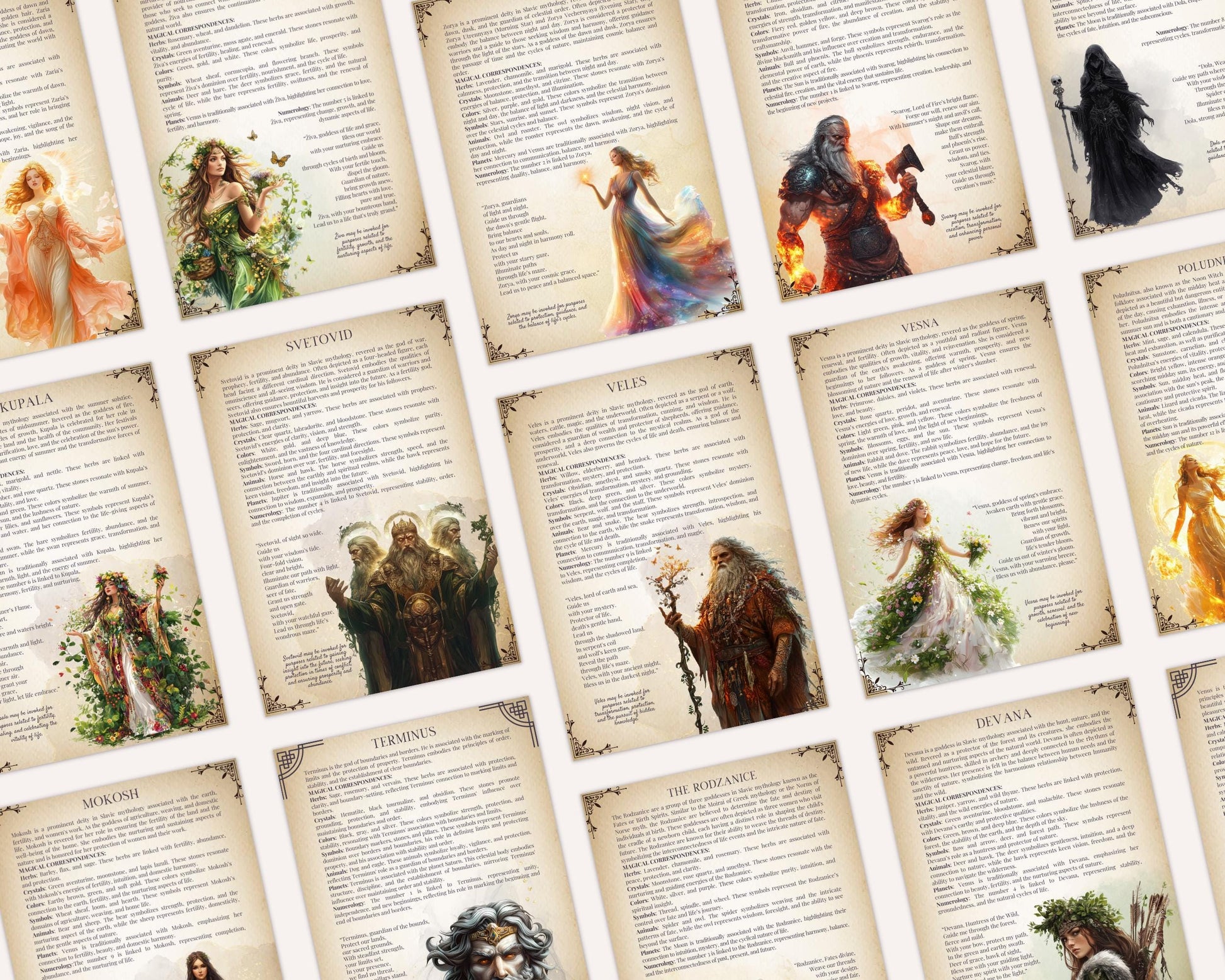 SLAVIC. Gods and Goddesses. Beautiful pages for your grimoire or Book Of Shadows. Printable