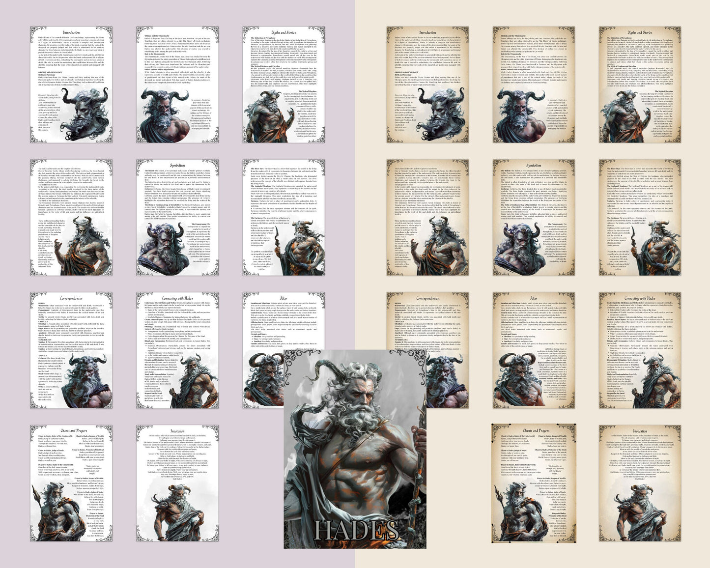 Hades. The god of the underworld. Beautiful pages for your Grimoire or Book Of Shadows. Printable.