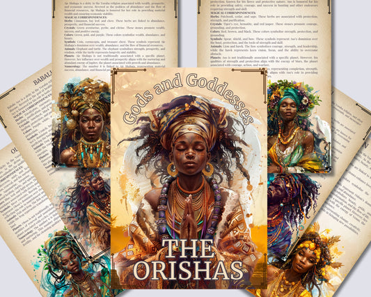 The Orishas. Gods and Goddesses. Beautiful pages for your Grimoire or Book Of Shadows. Printable