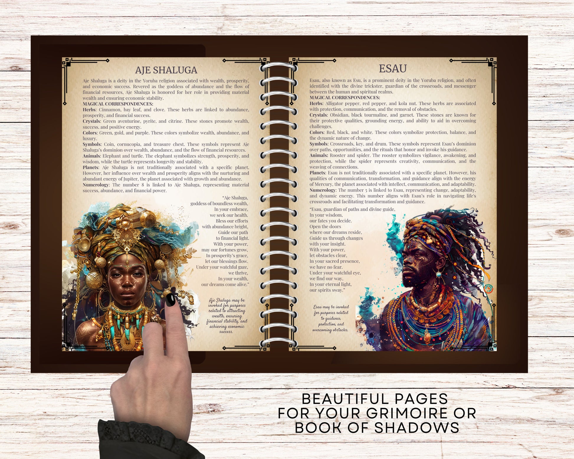 The Orishas. Gods and Goddesses. Beautiful pages for your Grimoire or Book Of Shadows. Printable