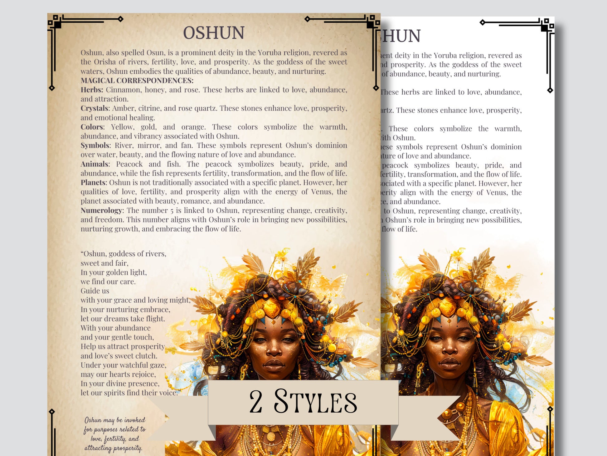 The Orishas. Gods and Goddesses. Beautiful pages for your Grimoire or Book Of Shadows. Printable