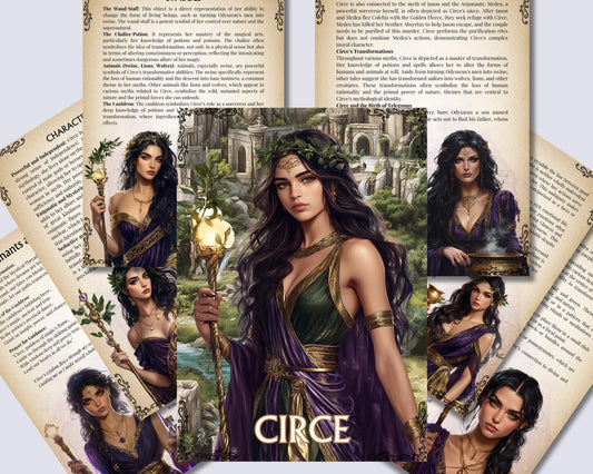 Circe. Greek goddess of sorcery. Beautiful pages for your Grimoire or Book Of Shadows. Printable.