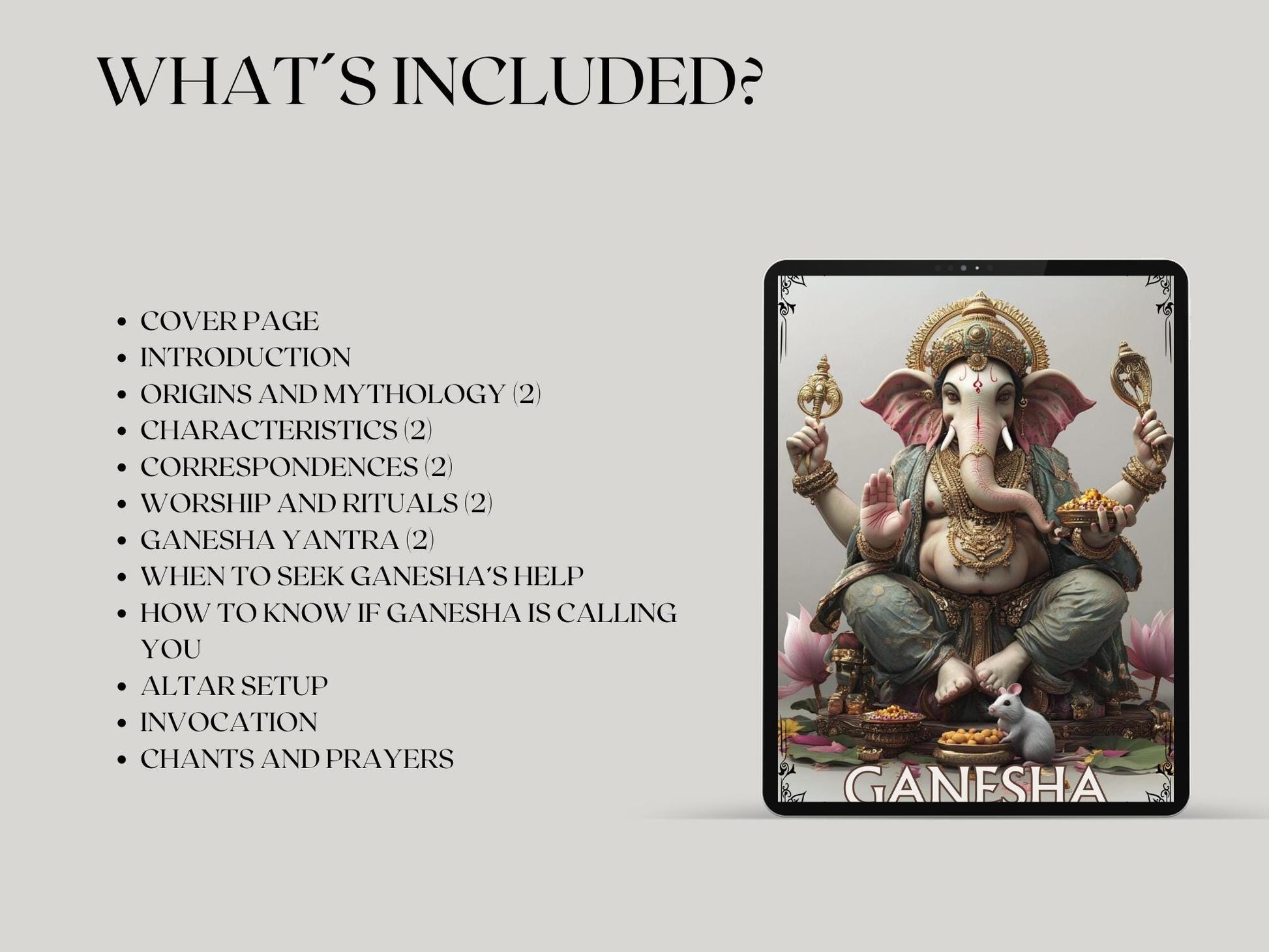 Ganesha. Beautiful pages for your Grimoire or Book of Shadows. Printable.