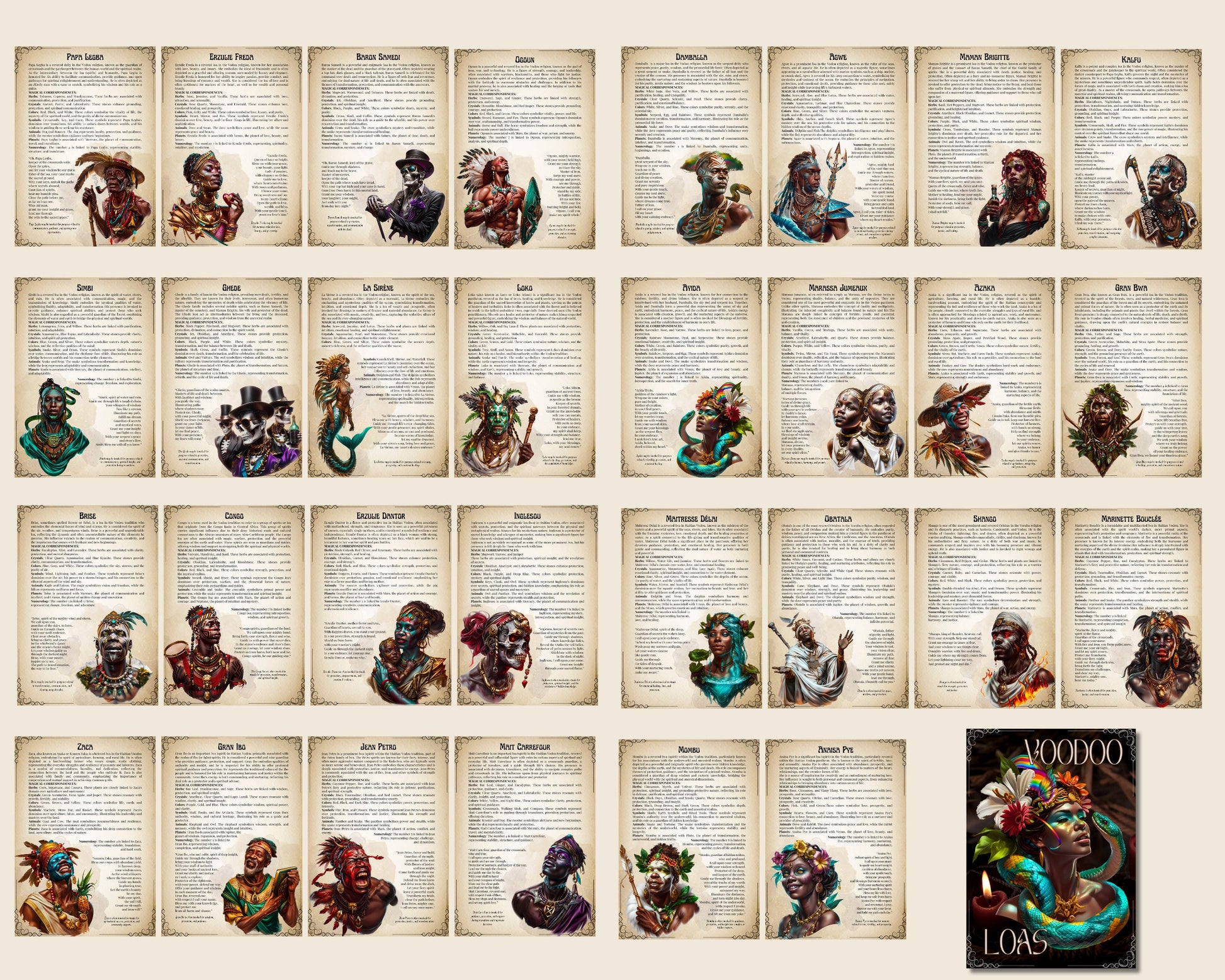 VOODOO LOAS. Basics. Beautiful pages for your Grimoire or Book Of Shadows. Printable.