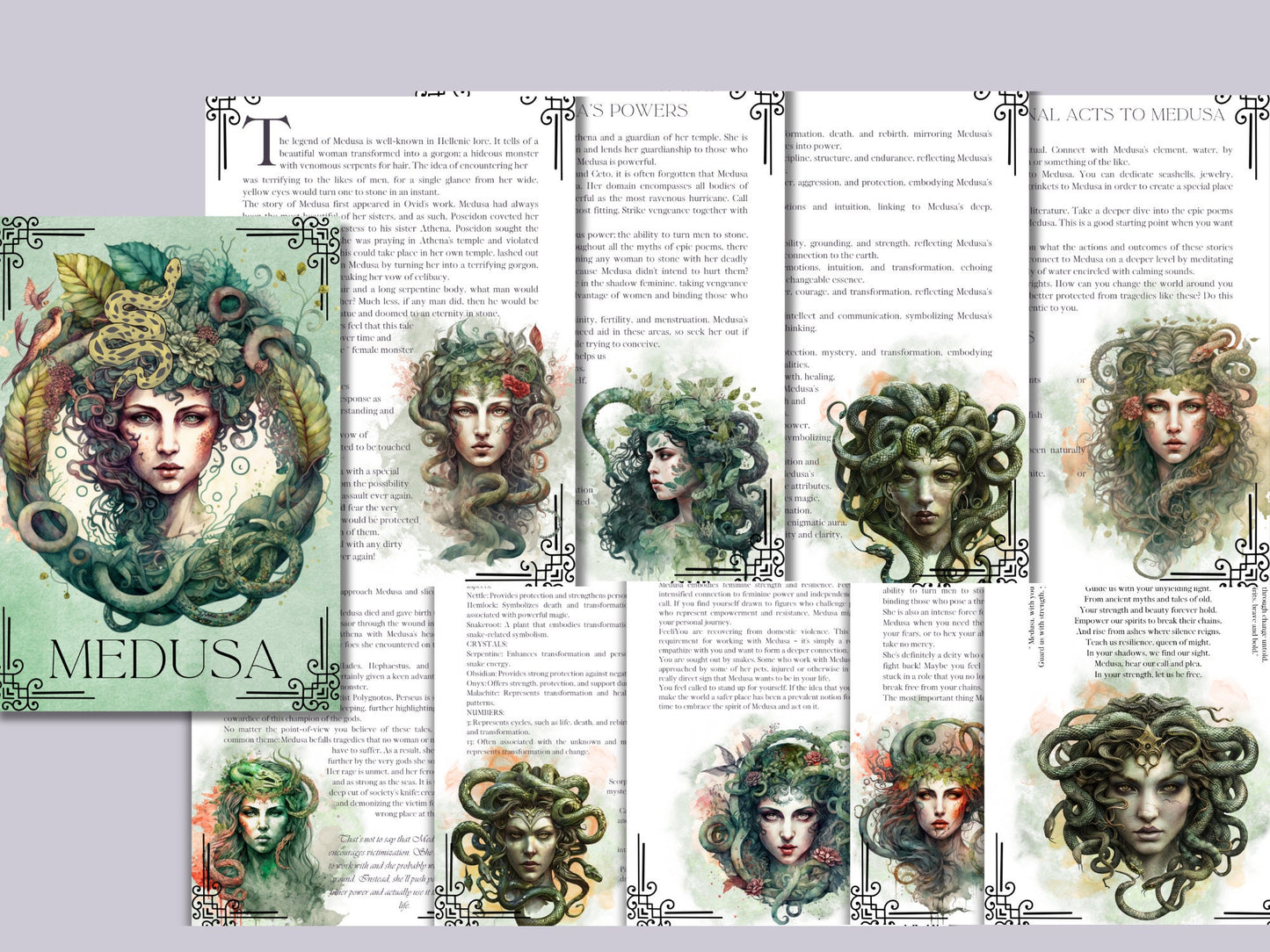 MEDUSA. Beautiful pages for you Book Of Shadows. Instant download