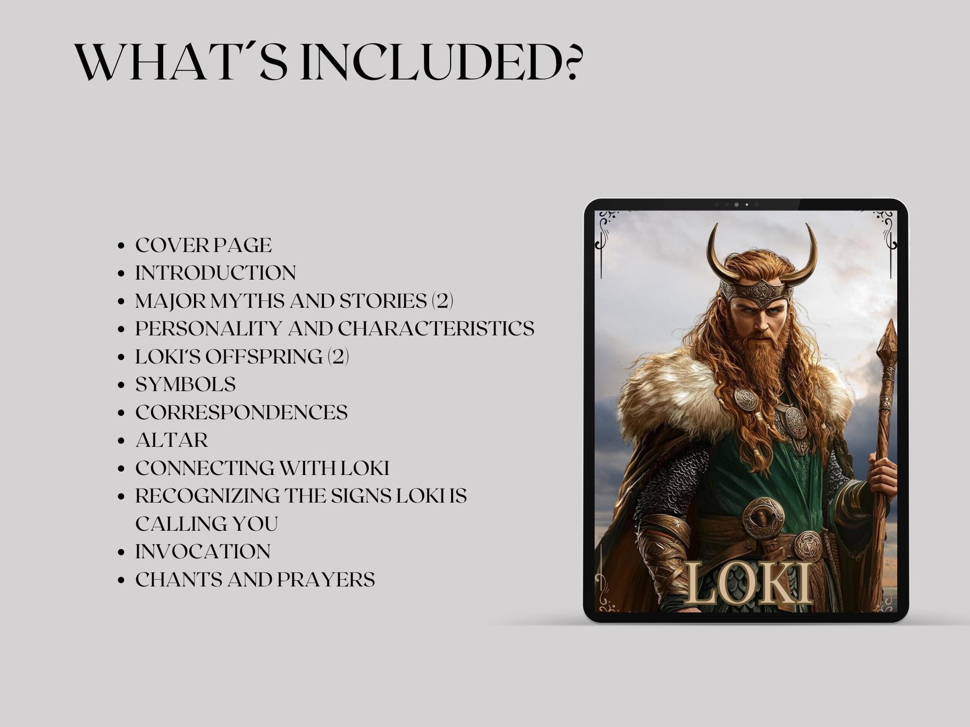 Loki. The Norse Trickster God. Beautiful pages for your Grimoire or Book Of Shadows. Printable.