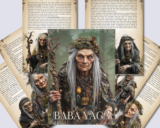 Baba Yaga. The Enigmatic Witch of Slavic Folklore. Beautiful pages for your Grimoire or Book Of Shadows. Printable.