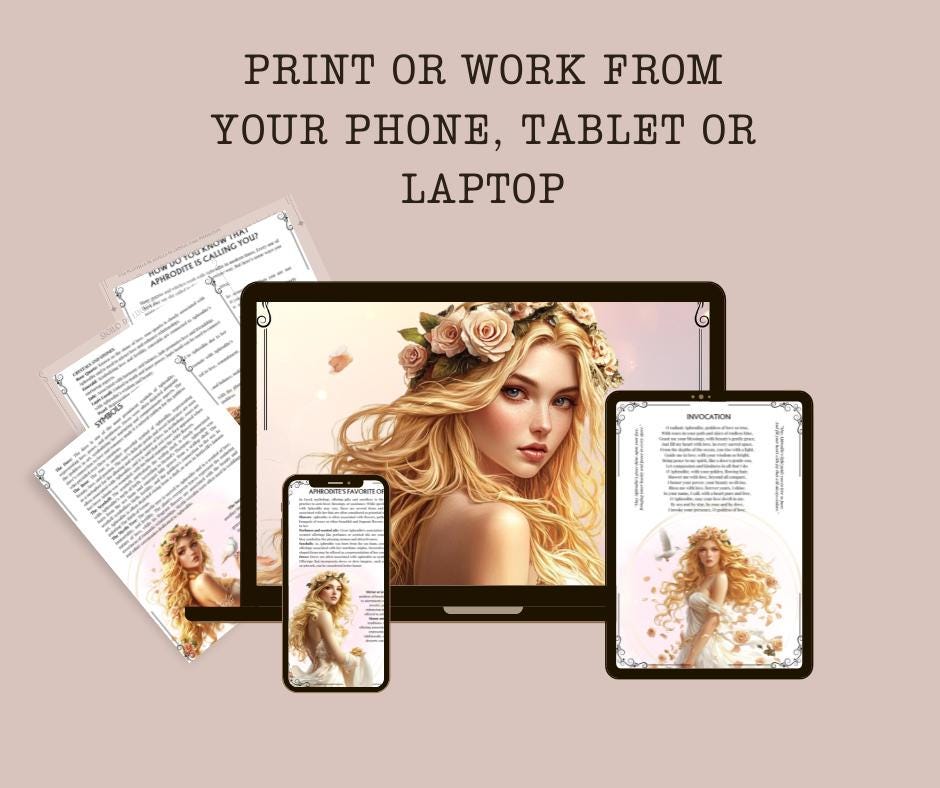 Aphrodite. Beautiful pages for your Book Of Shadows. Instant download