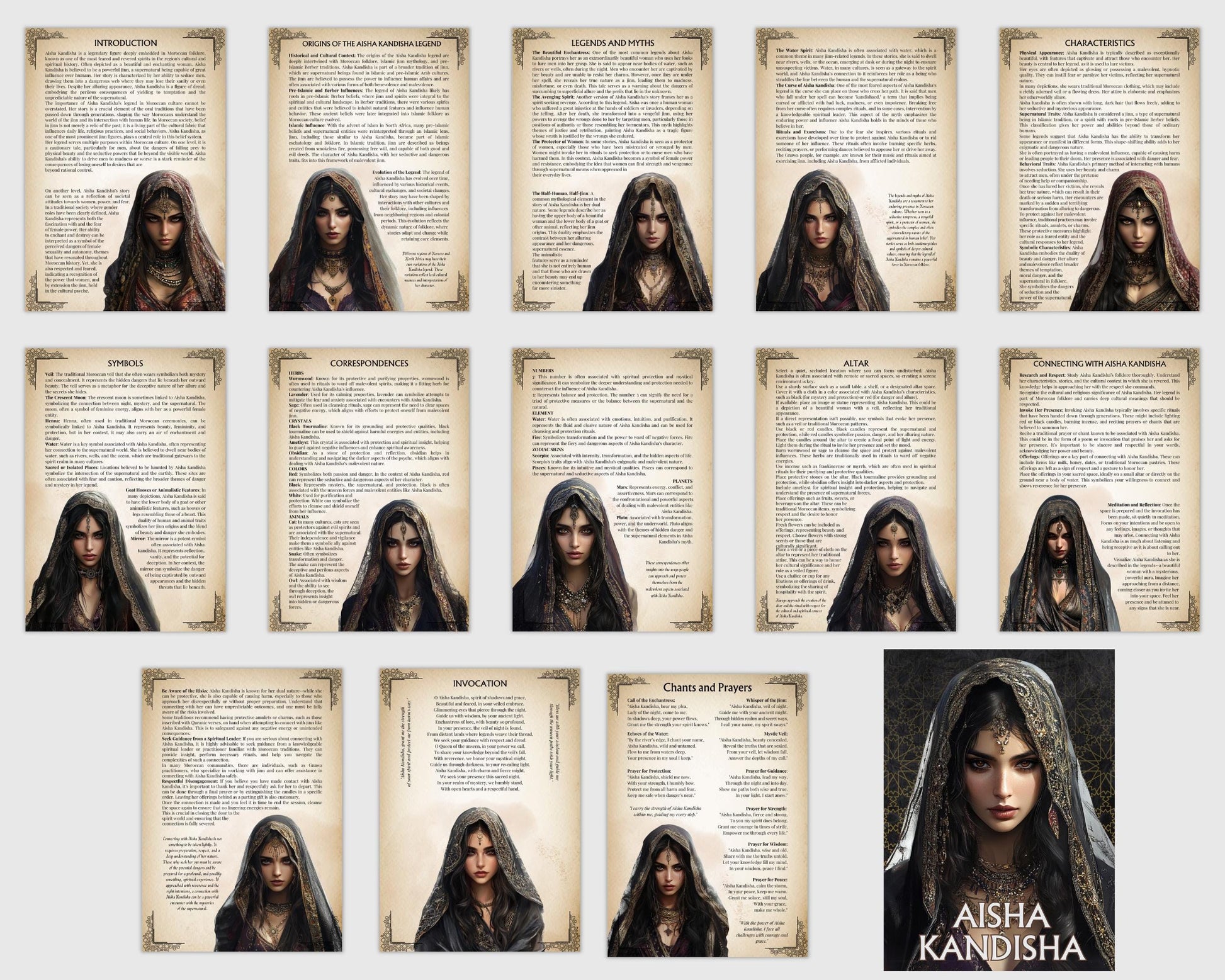 Aisha Kandisha. Moroccan Djinn. Beautiful pages for your Grimoire or Book Of Shadows. Printable.