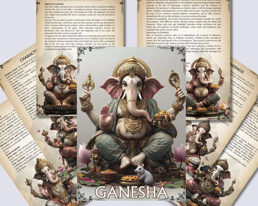 Ganesha. Beautiful pages for your Grimoire or Book of Shadows. Printable.