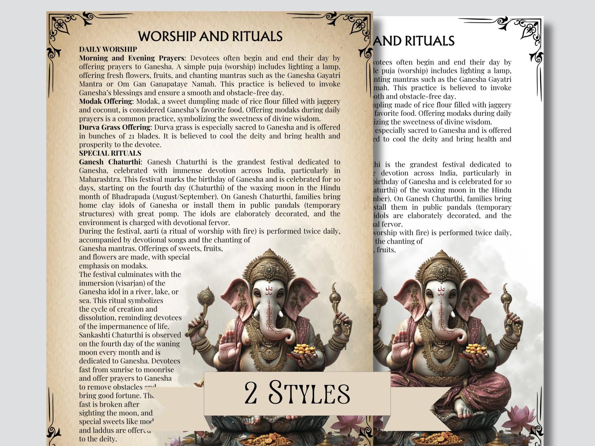 Ganesha. Beautiful pages for your Grimoire or Book of Shadows. Printable.
