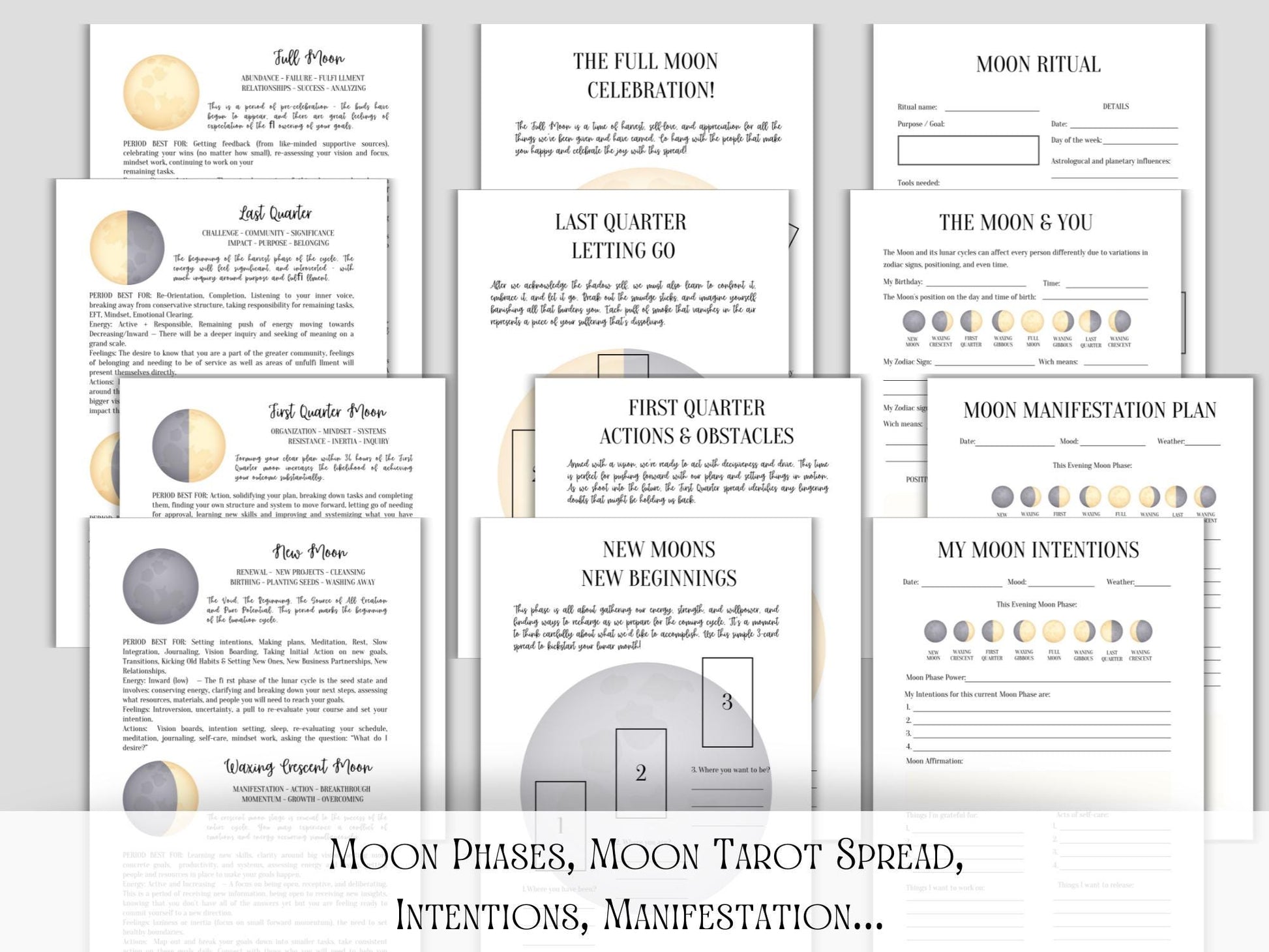 2025 Moon Journal / Moon Planner /Moon Workbook / Full Moon Ritual / Moon Manifestation / Law of Attraction. PRINTABLE.