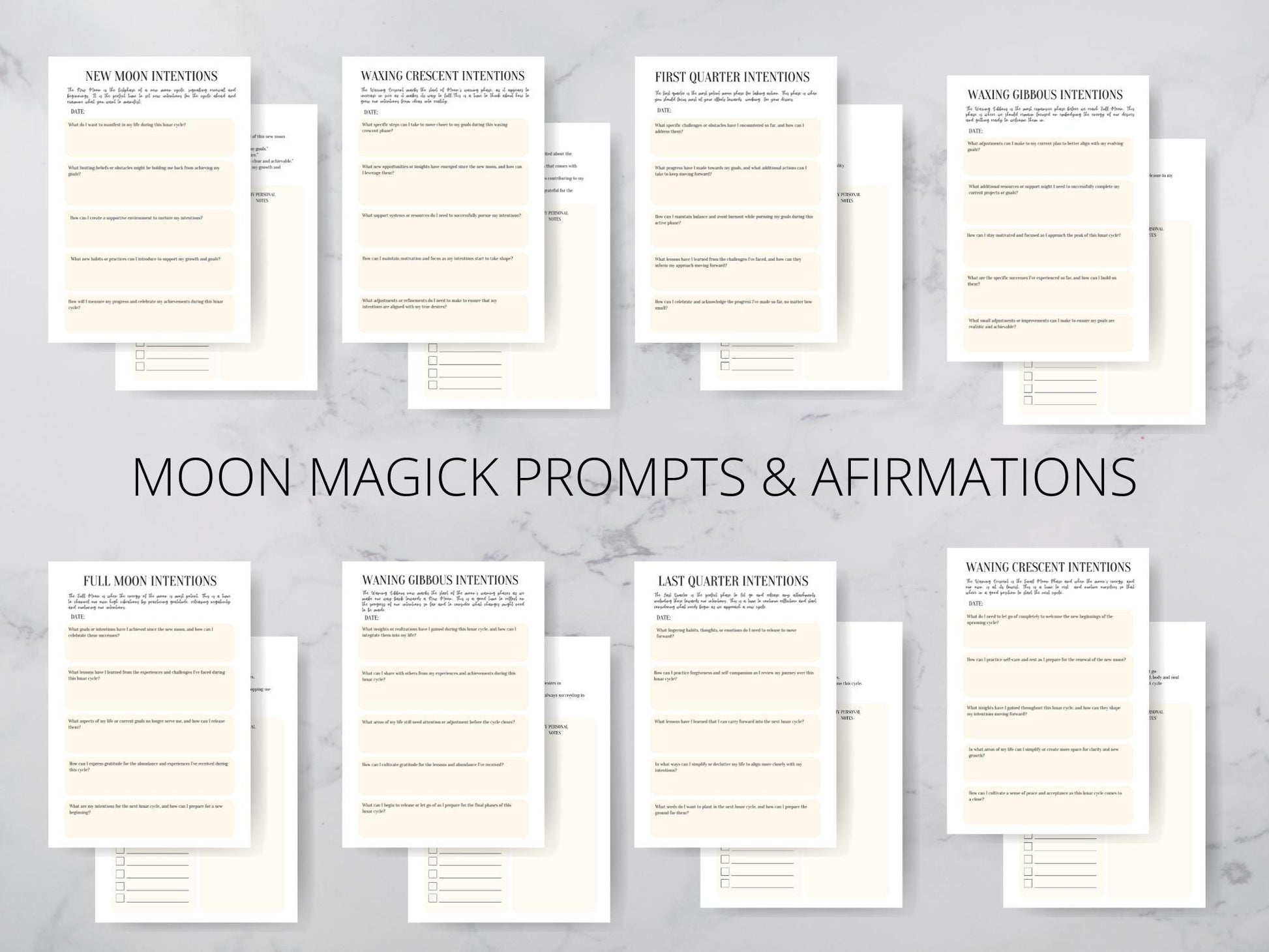 2025 Moon Journal / Moon Planner /Moon Workbook / Full Moon Ritual / Moon Manifestation / Law of Attraction. PRINTABLE.