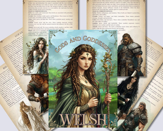 Welsh Gods and Goddesses & legendary figures. Beautiful pages for your Grimoire or Book of Shadows. Printable.