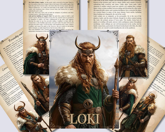 Loki. The Norse Trickster God. Beautiful pages for your Grimoire or Book Of Shadows. Printable.
