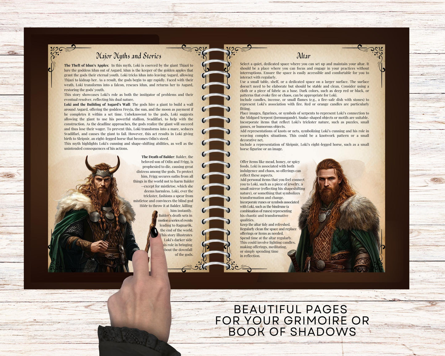 Loki. The Norse Trickster God. Beautiful pages for your Grimoire or Book Of Shadows. Printable.