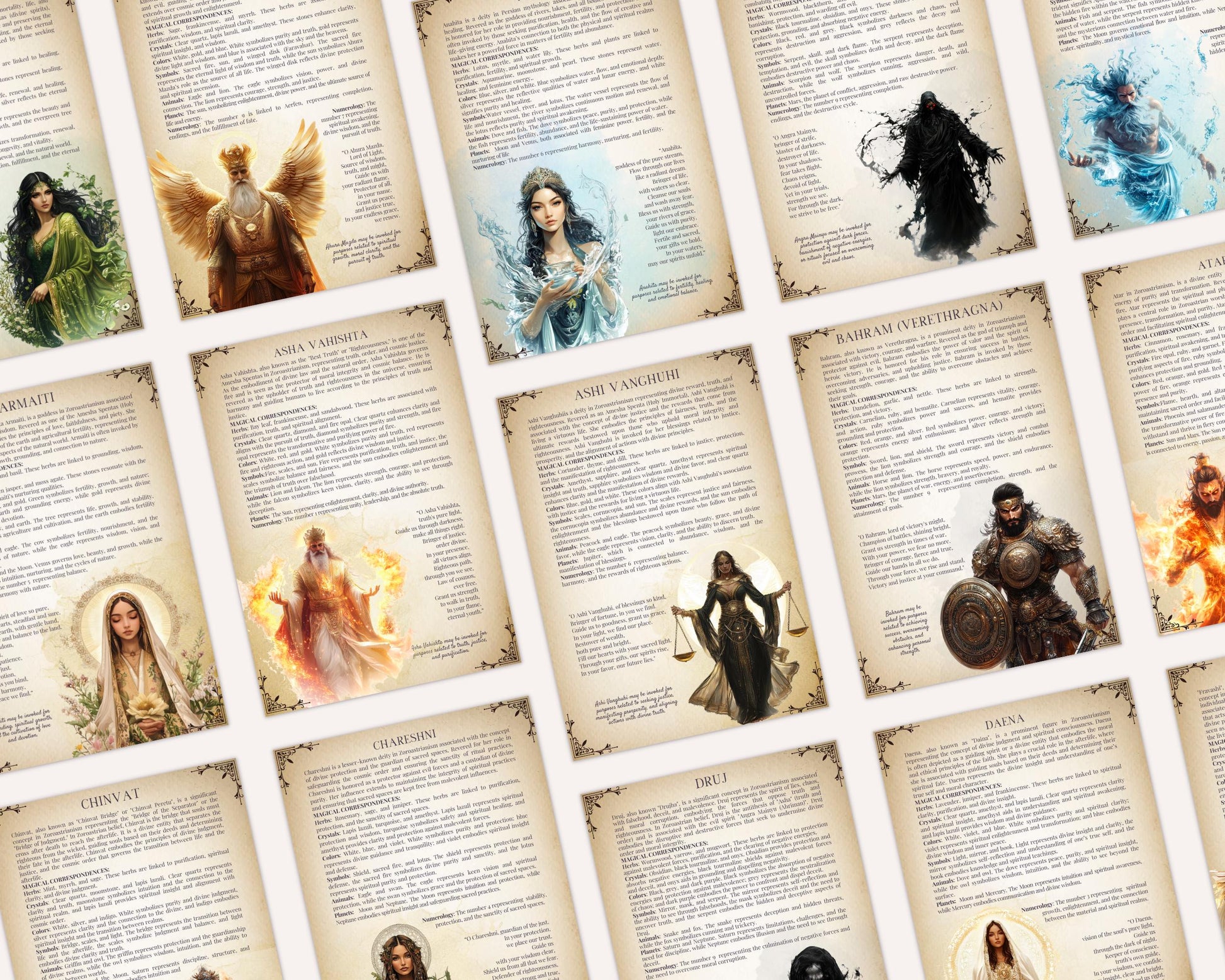PERSIAN. Gods and Goddesses. 46 Beautiful pages for your grimoire or Book Of Shadows. Printable