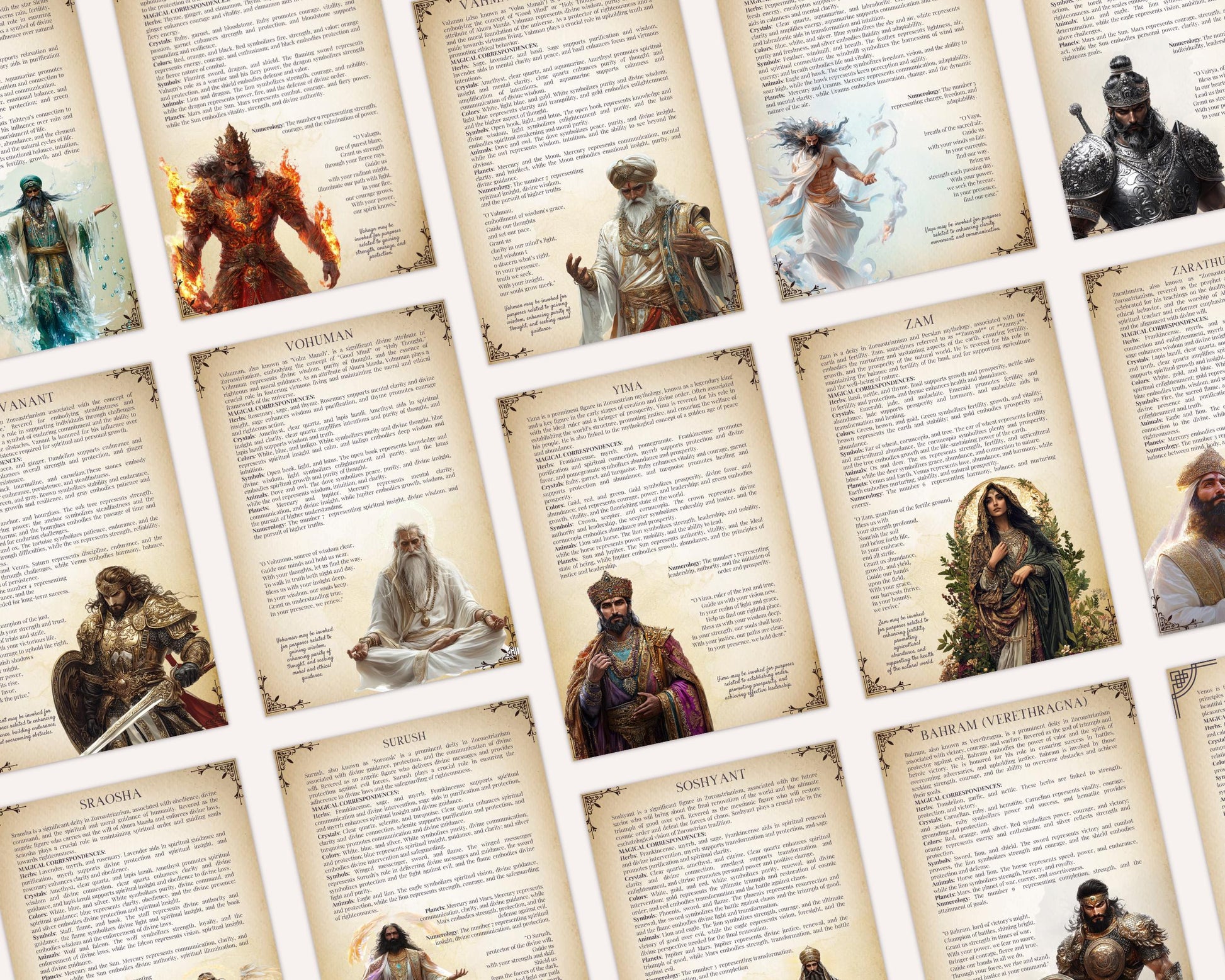 PERSIAN. Gods and Goddesses. 46 Beautiful pages for your grimoire or Book Of Shadows. Printable