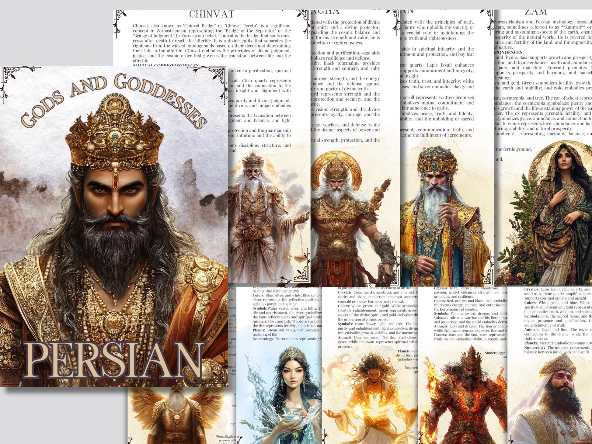 PERSIAN. Gods and Goddesses. 46 Beautiful pages for your grimoire or Book Of Shadows. Printable