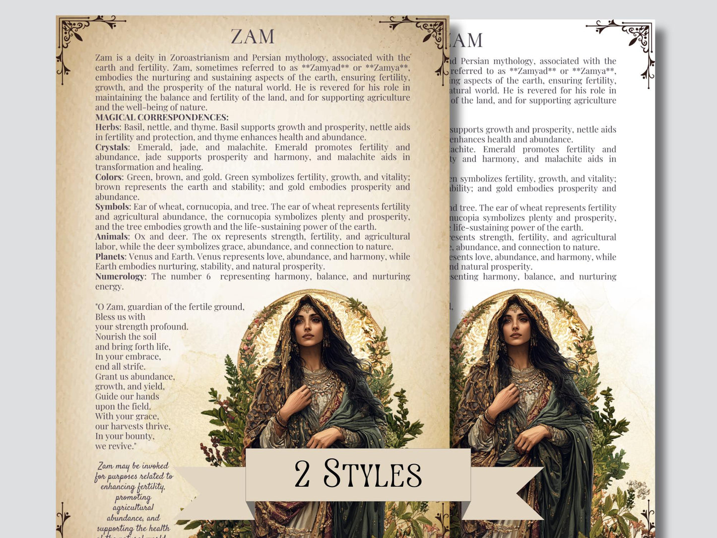 PERSIAN. Gods and Goddesses. 46 Beautiful pages for your grimoire or Book Of Shadows. Printable