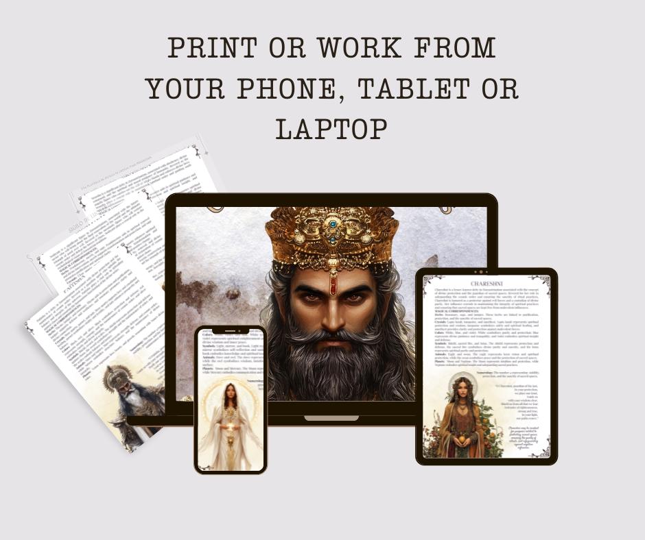 PERSIAN. Gods and Goddesses. 46 Beautiful pages for your grimoire or Book Of Shadows. Printable
