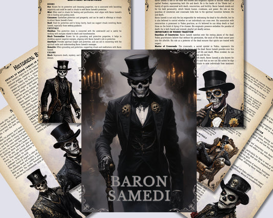 BARON SAMEDI. 21 Beautiful pages for your Grimoire or Book Of Shadows. Printable.